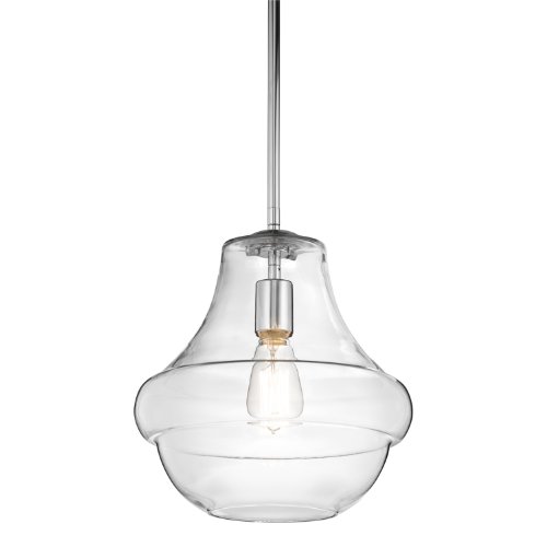 Review Product Kichler Lighting Everly 10.25" 1 Light Schoolhouse Pendant Clear Glass Chrome