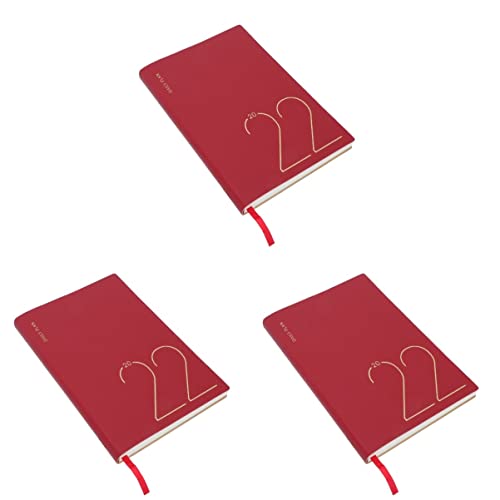 NOLITOY 3 Pcs Calendrier D'affaires Liste Agenda Écriture - Année Livre Scolaire Quotidien Étudiants Étude En Cuir Cahier Mensuel Faire Rouge Dur Apprendre Un Travail Pu Imitation Cover