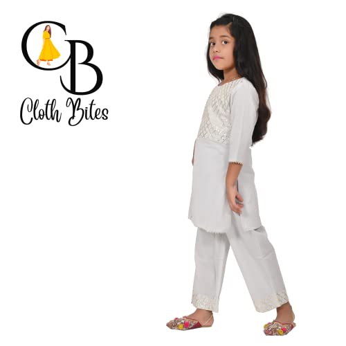 Image of Rayon Kurta Pant Set for Girl Child, Gota Work Kurti with 3 /4 Selvess, Round Neck Traditonal Dress,Ethnic Wear Kurti for Kids