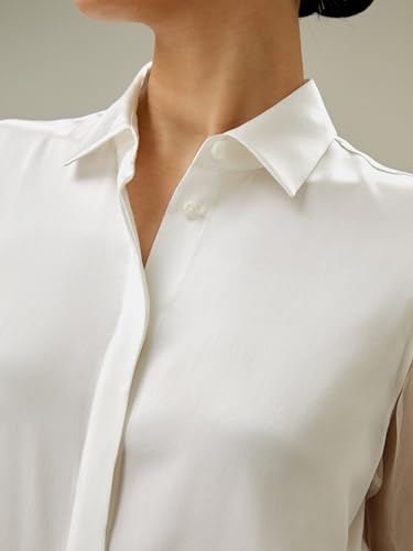 LilySilk Womens Pure Silk Shirt Ladies Silk Blouse with Crisp Sheer Sleeves and Smooth Finish Main Body4