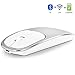 Zienstar Mouse Wireless Bluetooth Ricaricabile,Topi Cordless BT4.0 e 2.4G Modello Doppio,Clic Silenzioso,Guscio Superiore in Lega di Alluminio per MacBook, Laptop e PC -Argento