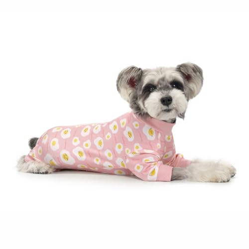 Image of Dog Recovery Suit Female Male Small Medium Dogs,Dog Surgical Recovery Suite Bodysuit After Surgery Puppy Cat Long Sleeve Onesies Bodysuit After Surgery Wound Protective (Pink Eggs, L)