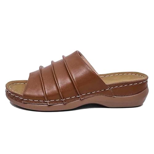 Sandales femme été confortables : mules en cuir à double bande pour marcher sans douleur