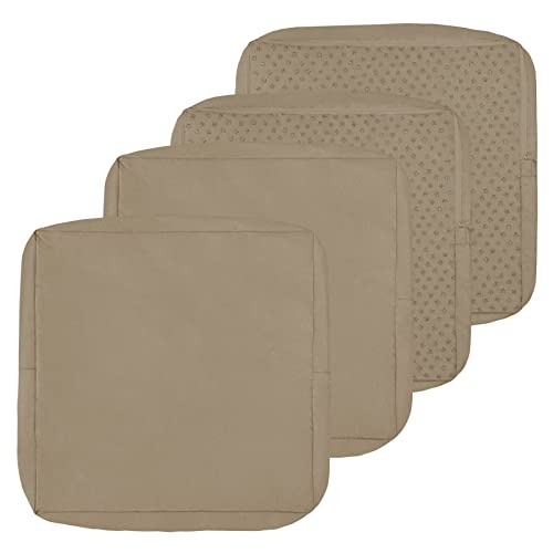 Easy-Going Waterproof Patio Cushion Covers 24x24x4 inch 4 Pack Replacement Non-Slip Outdoor Seat Cushion Slipcover with Zipper. Camel