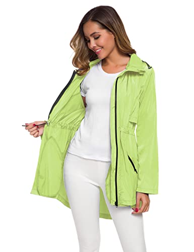Avoogue Women's Long Raincoat with Hood Outdoor Lightweight Windbreaker Rain Jacket Waterproof