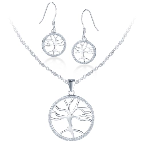 Conjunto árbol de la vida para regalo de mujer con pendientes y cadena