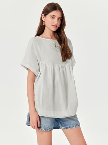Image of Tankaneo Womens Summer Babydoll Tops Casual Loose Fit Peplum Oversized Tunic Shirts