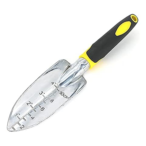 DAPENG Gardening Tools, Carbon Steel Transplanter, with Soft Rubberized No- Slip Ergonomic Handles Graduated Shovel for Indoor and Outdoor Hand Planting Gardening (Yellow) Cover