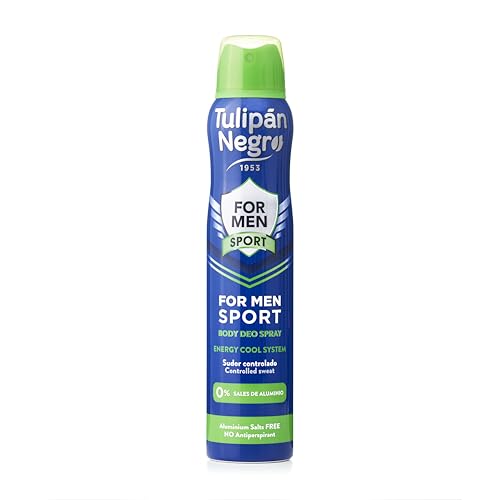 Tulipán Negro | Desodorante Spray for Men Sport 200 ml |Antitranspirante Efecto Energy Cool | Control del Sudor Todo el Día | Fragancia Masculina Duradera