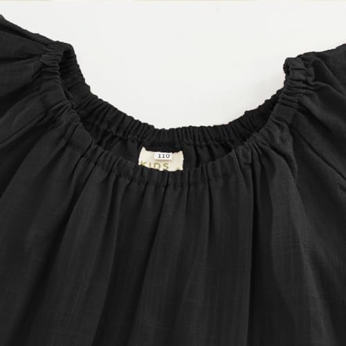 Girl's Dresses Cotton Linen Ruffle Sleeve A-Line Cute Midi Casual Sundress 2-6 Years3
