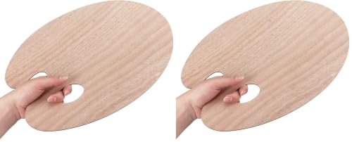 Image of Tamaki Wooden Paint Palette Paint Tray Palettes for Acrylic, Painting Palette Art Pallet for Painting, Thumb Holder Trays for Artist, 1 PCS (Pack of 2)