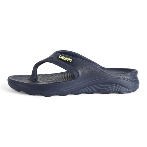 Image of CHUPPS Raw Navy Drift Orthopedic Slippers | Soft Footpharma Footbed | Breathable Ventilation Holes | Lightweight Flip Flops | Anti-Skid Chappals for Everyday For Mens
