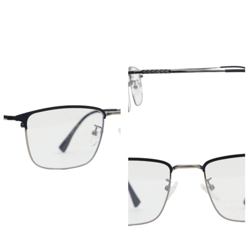 Image of ADMIRE Metal Frame Eyeglasses, Black, Rectangular Shape, Clear Lens, Lightweight Hal-Rim Spectacles
