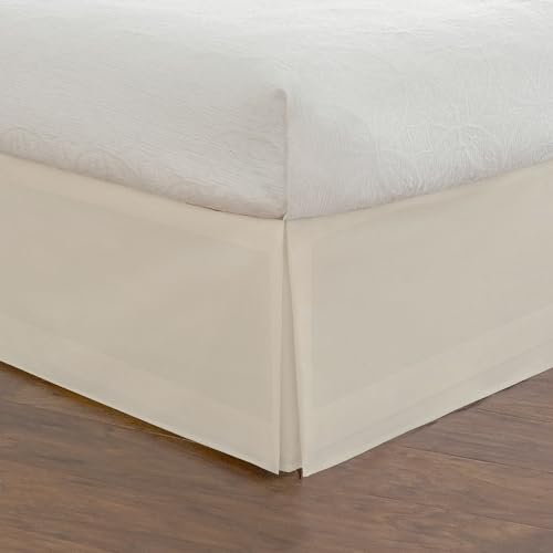 FRESH IDEAS Bedding Tailored Bedskirt, Classic 14” Drop Length, Pleated Styling, Queen, Ivory