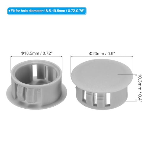 Image of PATIKIL Hole Plugs Plastic, 50 Pcs 19mm(3 /4 inch) Screw Bumper Hole Plug Flush Snap Type Round Hole Cover Caps for Round Holes Cabinet Furniture Kitchen, Grey