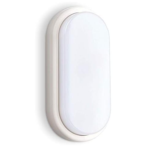 PILLO Outdoor Bulkhead Light - Vandal-Resistant IK10 Oval LED Lights Mains Powered - IP54 Waterproof LED Lighting 200mm - Ideal for Porches, Gardens, Pathways, Sheds, Workshops, Patios, Garages Cover