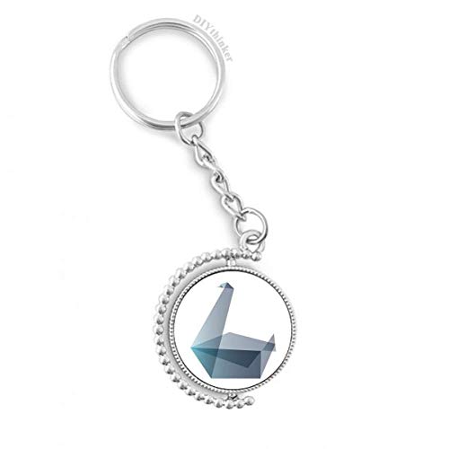 Llavero giratorio geométrico con silueta de ganso abstracto y anillo seguro para tus llaves diario