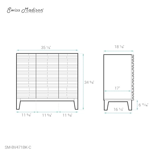 Image of Swiss Madison Cascade 36'' Bathroom Vanity in Brown Oak - Cabinet
