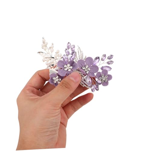Horquilla de perlas cómodas y flores moradas elegantes 3