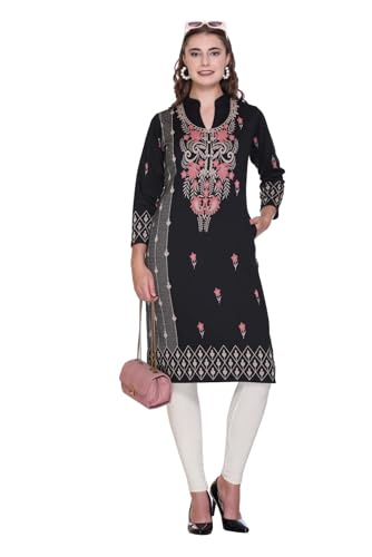 Image of Rosary Women's Winter Wear Jacquard Woolen Straight Kurti with 2 Side Pockets