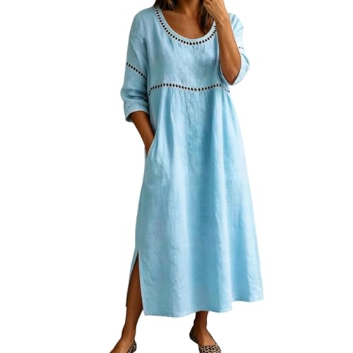 Robe élégante pour femme en dentelle et col en V coupe fluide d'été