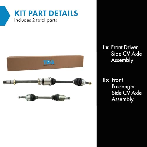 Image of TRQ Front Driver and Passenger Side CV Axle Assembly 2 Piece Set Compatible with 2012-2017 Toyota Camry 2.5L I4 - Verify Fitment, Engine & Trim