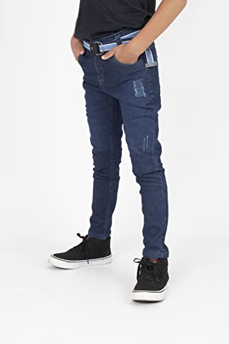 Kit Com 4 Calça Jeans Masculina Infantil Meninos (Azul Marinho, Bege, Jeans Escuro, Marrom, 10)