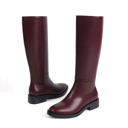 Image of Modatope Knee High Boots Women Round Toe Chunky Heel Fall Boots