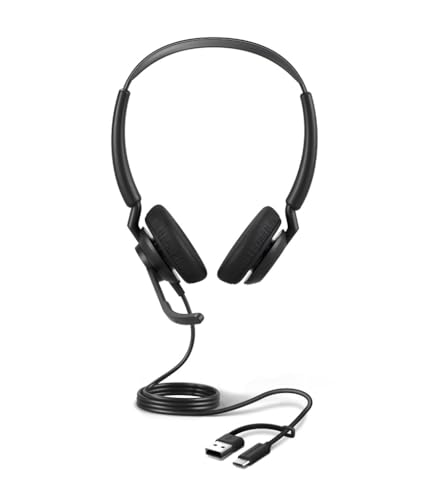 Image of Jabra Engage 50 II Stereo Wired USB Headset with Link Controller, 3-Microphone Noise Cancelling, USB-C /A Connectivity, UC Certified Professional Call Center & Office Headset.