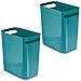 mDesign Secchio immondizia con manici – Moderni cestini rettangolari in plastica – Adatti come portarifiuti in cucina, bagno, ufficio e cameretta – Set da 2 – turchese