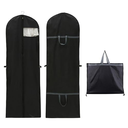 Long Dress Covers Bag Dust Proof Clothes Covers Moth Proof Garment Bag Wedding Dress Bag Folding Long Coat Cover for Coat Gowns Dresses Shirts Suits Jackets Storage (Black)