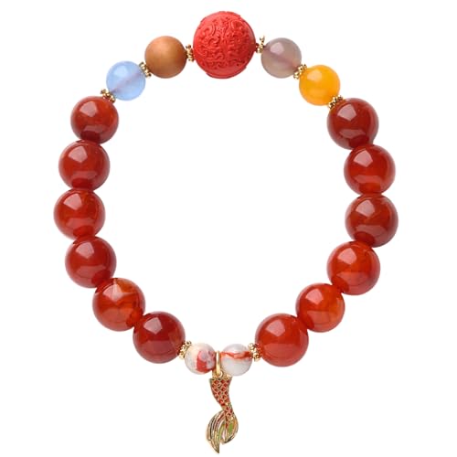 Bracelet de richesse Feng Shui en agate dragon rouge et cinabre naturel
