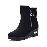  Botas de Nieve Zapatos para Invierno Mujer Piel Forradas Calientes Casual Calzado Antideslizante Botines Negro 39EU=40CN