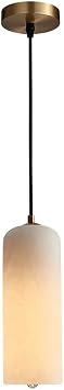 Nordic Imitation Marble Lampshade Pendant Lighting 39.4 Inches Ceiling Light Modern Simple Hanging Lamp Chandelier Drop Lamp Suspend Light for Kitchen Island Light Fixtures Sunroom Spotlight