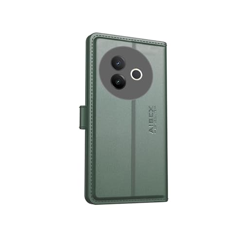 Image of AIBEX Compatible for Compatible for Vivo Y39 5G Flip Cover Leather Finish with Magnatic Closure | Inside TPU with Card Pockets | Wallet Stand | Complete Protection Flip Case -Green