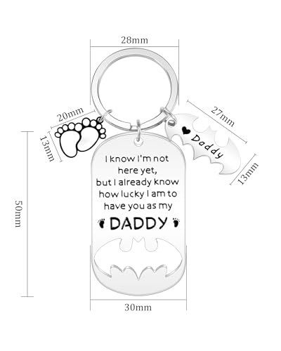 Image of Father Keychain, Batman Keychains for New Dad Step Dad Grandpa Son, Fathers Day Birthday Gift for Daddy from Daughter