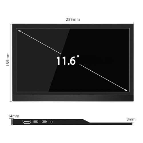 Image of 11.6-inch Portable Monitor,1366x768p 60hz Full HD Small HDMI Monitor with Built-in Dual Speakers, Dual USB-C Port Suitable for Laptops /Computers /Pc /Mac /Ps5 /4 xxbo /Switch