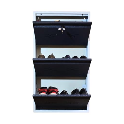 Image of I Metal Shoe Rack I Slim and Wall Mounted I 3 Shelves (Grey Colour) I Coad LC 2M-03 GR I Height 43 Inches, Width 24 Inches, Depth 5.5 Inches I 3 Years Warranty.