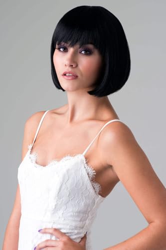 Perruque courte noire au carré Josie black #1b pour un style lisse et élégant au quotidien