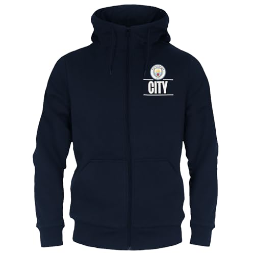 Manchester City FC Official Soccer Gift Mens Fleece Zip Hoody