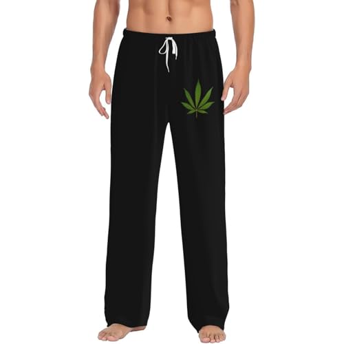 Marijuana Leaf Pajama Pants Lounge Pants For Mens Comfy Sleep Pants Lightweight Pjs Bottoms Wide Leg Sleepwear
