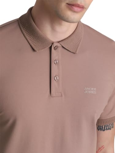 Image of JACK & JONES Men's Cotton Solid Slim Fit Polo T-Shirt
