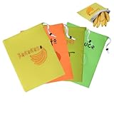 Bananenbeutel f&uuml;r K&uuml;hlschrank, 27 x 35 cm, Aufbewahrungsbeutel mit Kordelzug und Aluminiumfutter, gelbe Bananent&uuml;ten halten l&auml;nger frisch f&uuml;r Obst und Gem&uuml;se, 4 St&uuml;ck