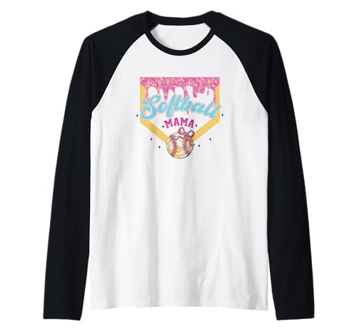Softball Mama Ice Cream esparce diversión Camiseta Manga Raglan