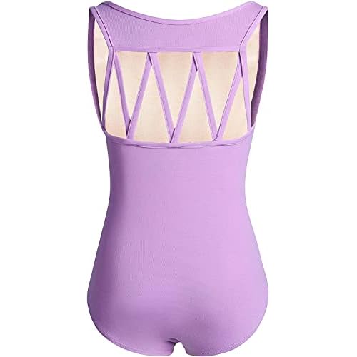 DANSHOW Tank Dance Leotards for Girls,Back M Straps Purple 5-6 Years