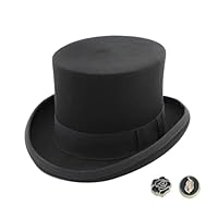 MivBuks Zylinder Hut Herren Wollfilzhut Bowler Hut Fedora Melone für Damen Filzhut Melonenhut Derby Top Hat für Fasching Cosplay Karneval Halloween (DE/NL/SE/PL, Alphanumerisch, XL, Schwarz)