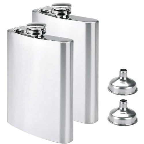 Willingood 2er set Edelstahl Flachmann und Trichter, 8oz.227 ml | Alkohol...