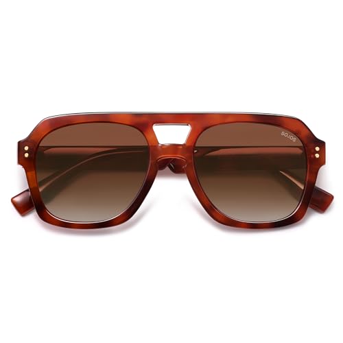Image of SOJOS Retro Thick Polarized Aviator Sunglasses for Women Men, Large Trendy Bold Square Pilot Shades SJ2385