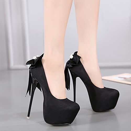 16CM/6.30IN Women's Super High Stiletto Heels Pumps Women Office Flock Thin Heel Party Shoes Woman Large Size 34-454