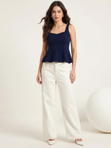 Image of Selvia Sleeveless Sweetheart Neck Peplum Tops for Women Western